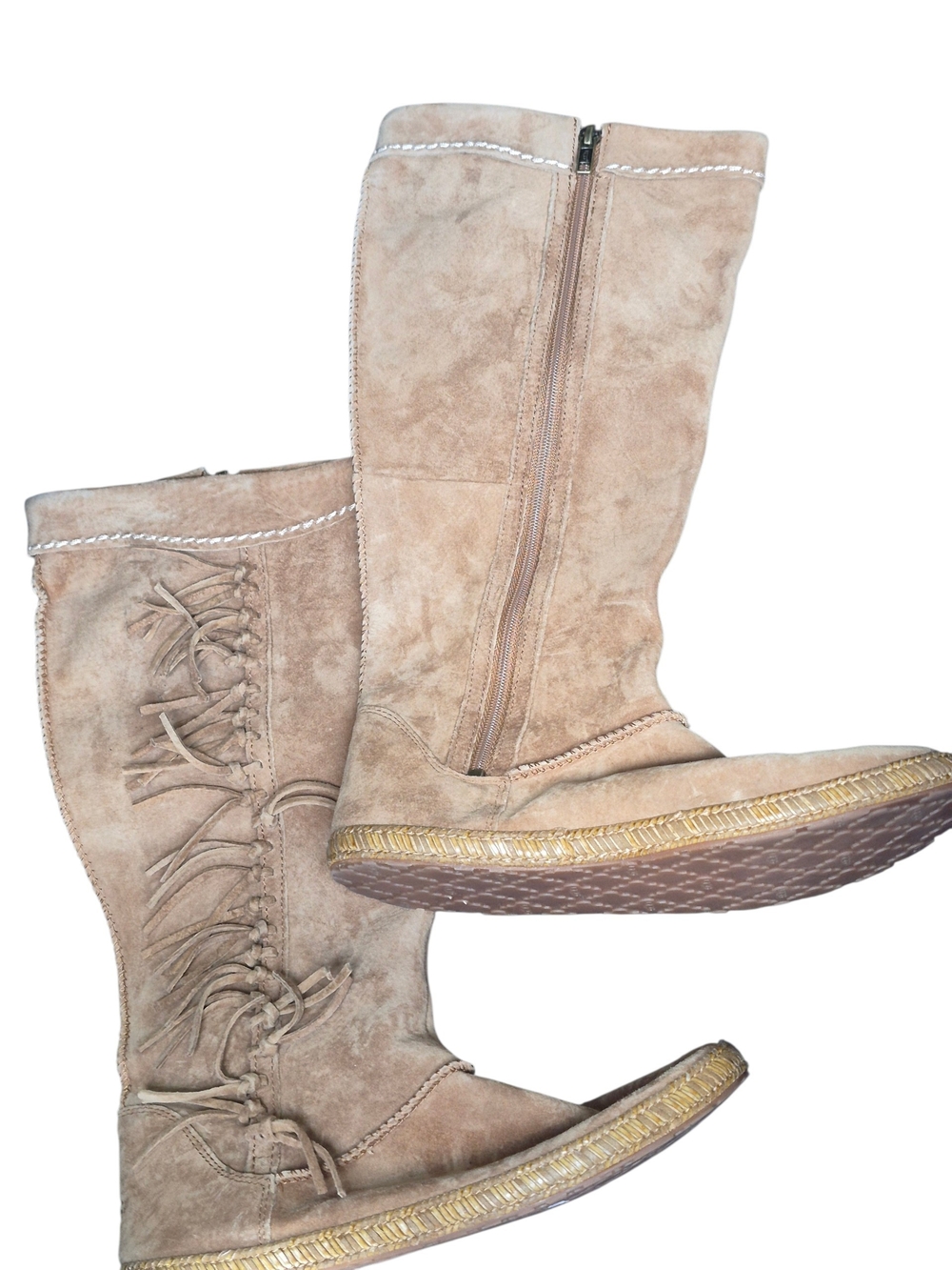 UGG Mammoth tall suede fringe moccasin boots